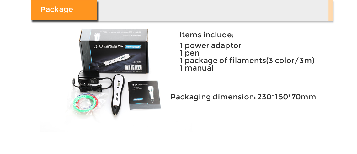 rp700 3d printing pen details